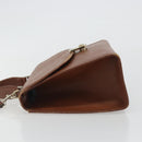 Burberrys Hand Bag Leather 2way Brown Gold Auth ep14918-4