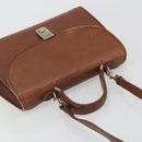 Burberrys Hand Bag Leather 2way Brown Gold Auth ep14918-6