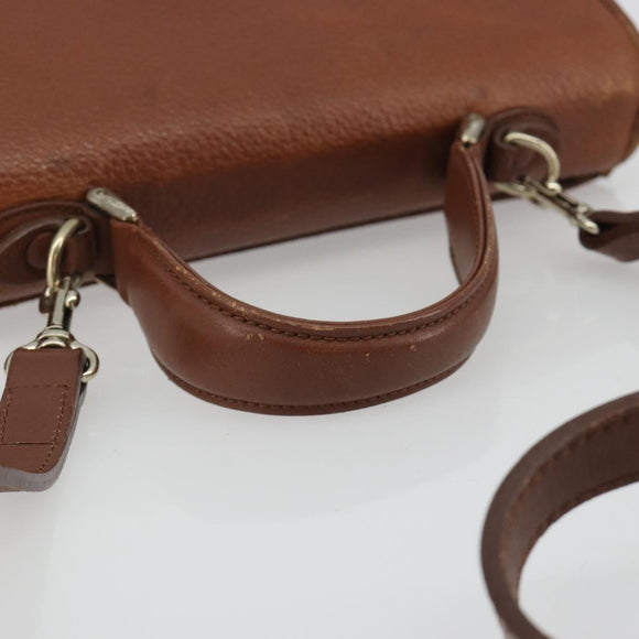 Burberrys Hand Bag Leather 2way Brown Gold Auth ep14918