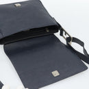 FENDI Shoulder Bag Leather Navy Silver Auth ep14920A-10
