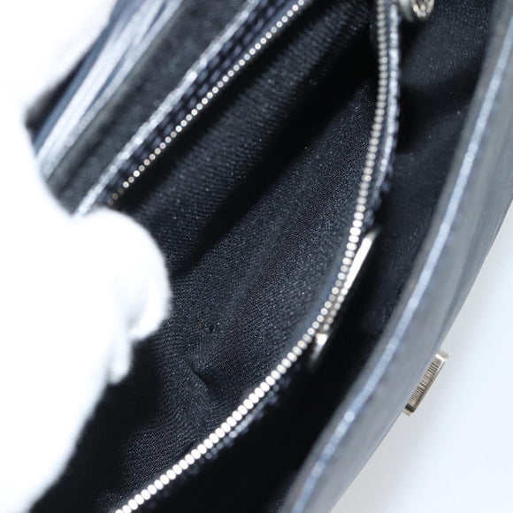 FENDI Shoulder Bag Leather Navy Silver Auth ep14920A