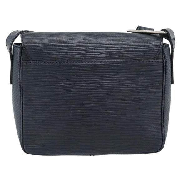 FENDI Shoulder Bag Leather Navy Silver Auth ep14920A