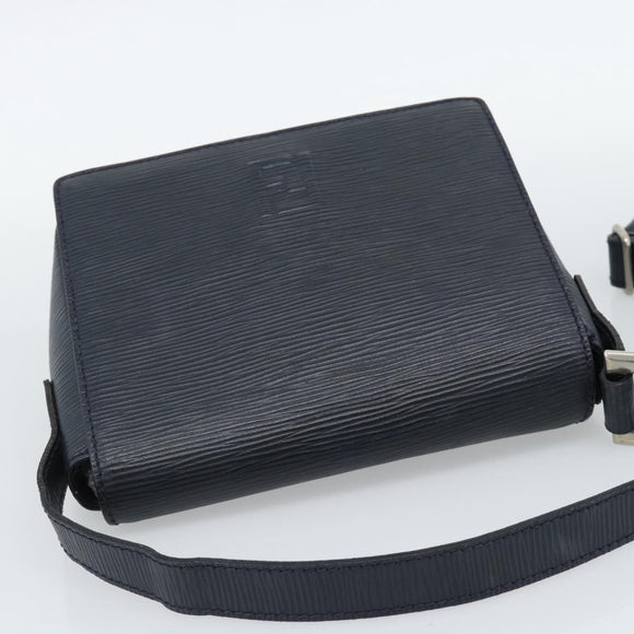 FENDI Shoulder Bag Leather Navy Silver Auth ep14920A