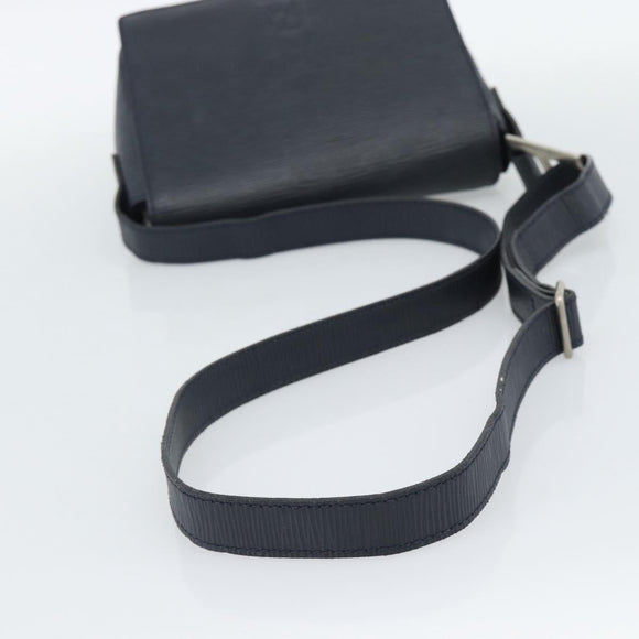 FENDI Shoulder Bag Leather Navy Silver Auth ep14920A