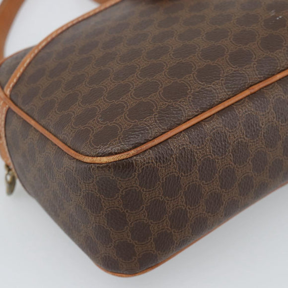 CELINE Macadam Canvas Shoulder Bag PVC Leather Brown Gold Auth ep14921