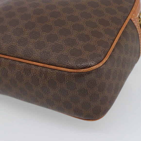 CELINE Macadam Canvas Shoulder Bag PVC Leather Brown Gold Auth ep14921
