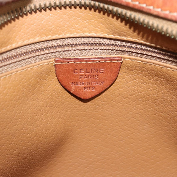 CELINE Macadam Canvas Shoulder Bag PVC Leather Brown Gold Auth ep14921