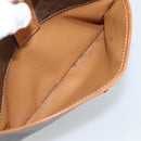 CELINE Macadam Canvas Shoulder Bag PVC Leather Brown Gold Auth ep14921-23