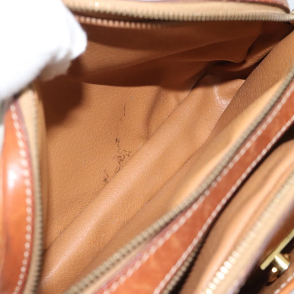 CELINE Macadam Canvas Shoulder Bag PVC Leather Brown Gold Auth ep14921