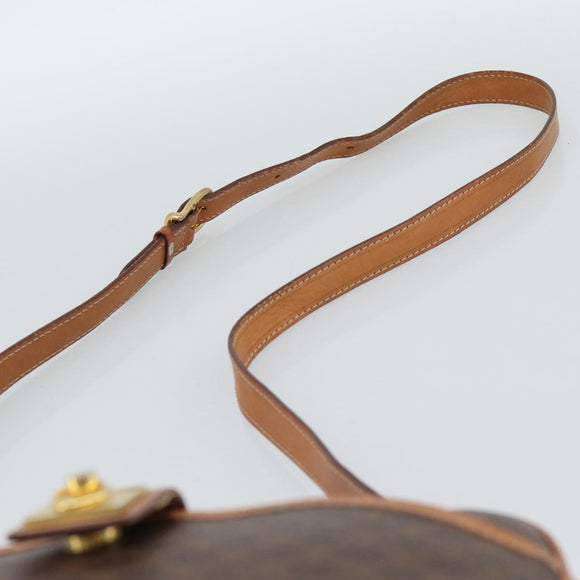 CELINE Macadam Canvas Shoulder Bag PVC Leather Brown Gold Auth ep14921