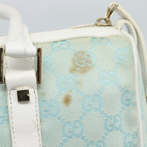 GUCCI GG Canvas Hand Bag Light Blue Gold 000 0851 Auth ep14922