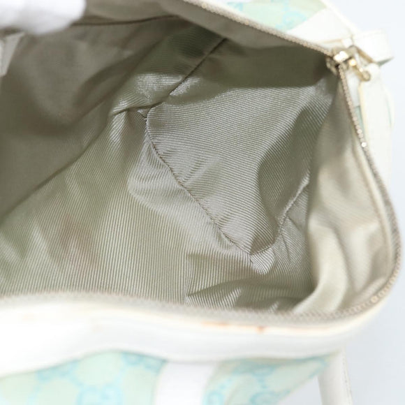 GUCCI GG Canvas Hand Bag Light Blue Gold 000 0851 Auth ep14922