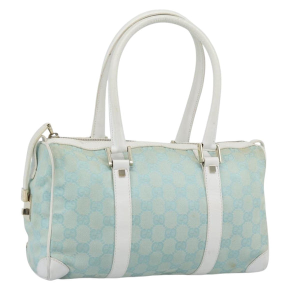 GUCCI GG Canvas Hand Bag Light Blue Gold 000 0851 Auth ep14922