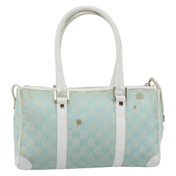 GUCCI GG Canvas Hand Bag Light Blue Gold 000 0851 Auth ep14922