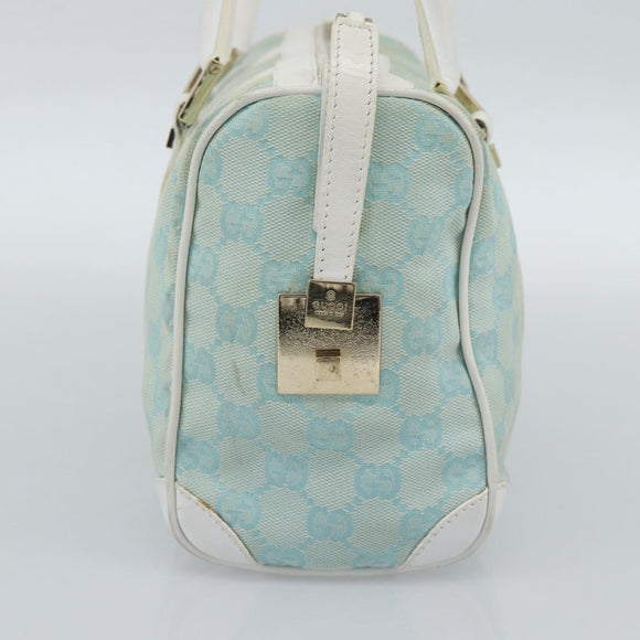 GUCCI GG Canvas Hand Bag Light Blue Gold 000 0851 Auth ep14922