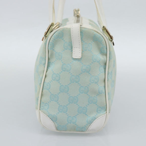 GUCCI GG Canvas Hand Bag Light Blue Gold 000 0851 Auth ep14922