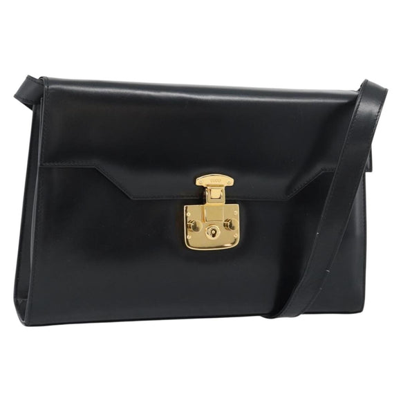 GUCCI Shoulder Bag Leather Black Gold 004 33 0450 Auth ep14923