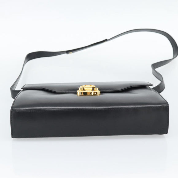 GUCCI Shoulder Bag Leather Black Gold 004 33 0450 Auth ep14923