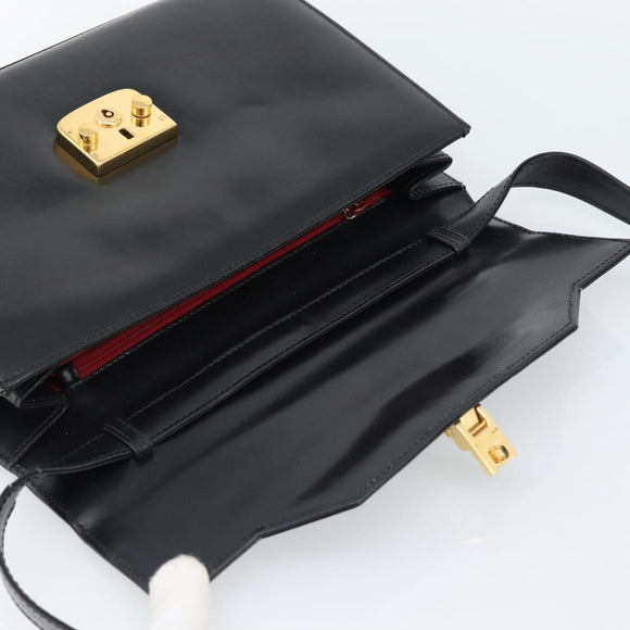 GUCCI Shoulder Bag Leather Black Gold 004 33 0450 Auth ep14923