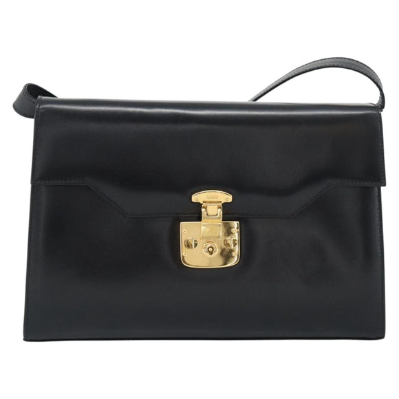 GUCCI Shoulder Bag Leather Black Gold 004 33 0450 Auth ep14923