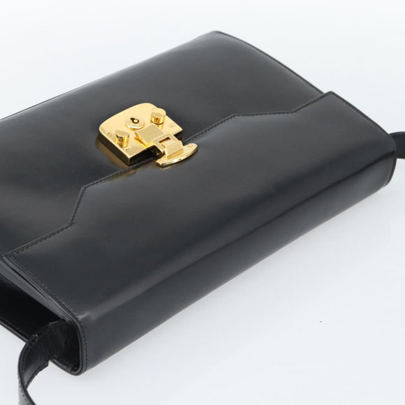 GUCCI Shoulder Bag Leather Black Gold 004 33 0450 Auth ep14923