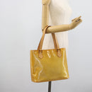 LOUIS VUITTON Monogram Vernis Houston Hand Bag Beige M91004 LV Auth ep14929A-23