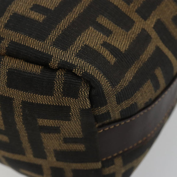 FENDI Zucca Canvas Pouch Black Brown Auth ep14930