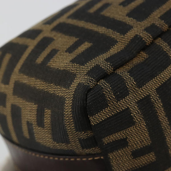 FENDI Zucca Canvas Pouch Black Brown Auth ep14930