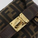 FENDI Zucca Canvas Pouch Black Brown Auth ep14930-17