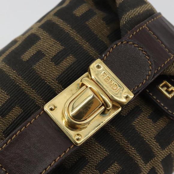 FENDI Zucca Canvas Pouch Black Brown Auth ep14930