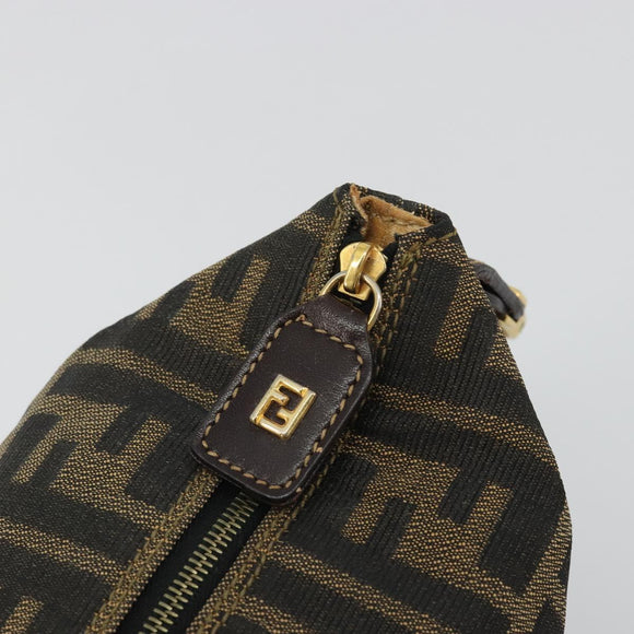 FENDI Zucca Canvas Pouch Black Brown Auth ep14930