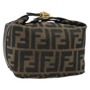 FENDI Zucca Canvas Pouch Black Brown Auth ep14930-1