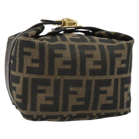 FENDI Zucca Canvas Pouch Black Brown Auth ep14930