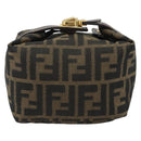 FENDI Zucca Canvas Pouch Black Brown Auth ep14930-2