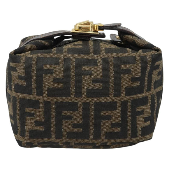 FENDI Zucca Canvas Pouch Black Brown Auth ep14930