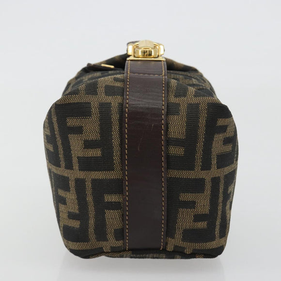 FENDI Zucca Canvas Pouch Black Brown Auth ep14930