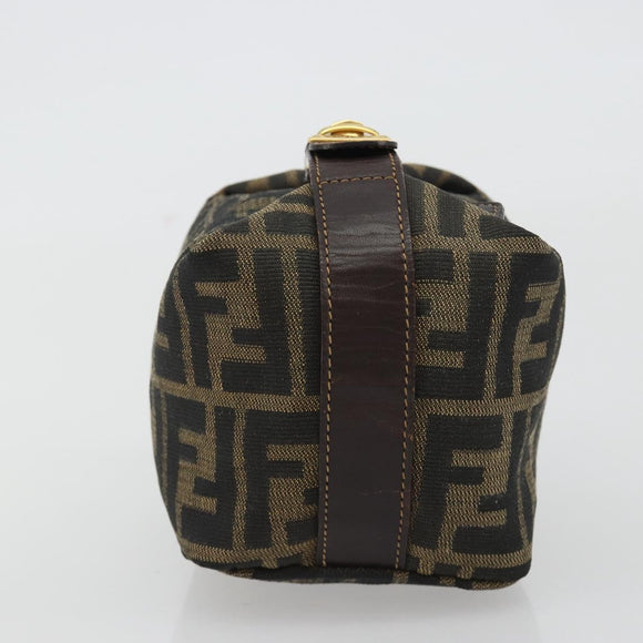 FENDI Zucca Canvas Pouch Black Brown Auth ep14930