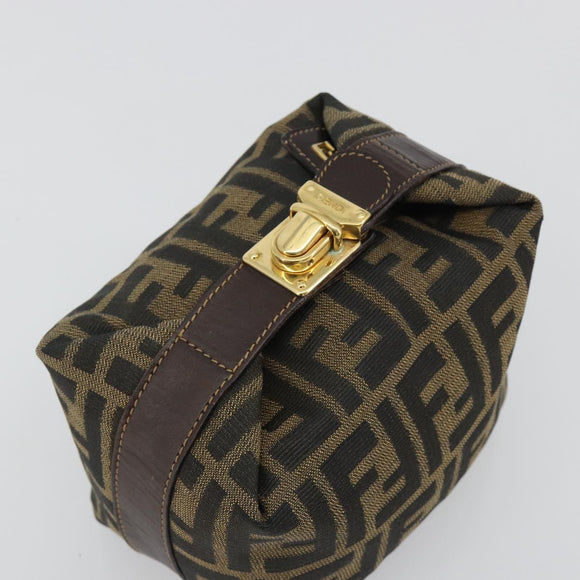 FENDI Zucca Canvas Pouch Black Brown Auth ep14930