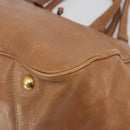 PRADA Hand Bag Leather 2way Brown Gold Auth ep14931A-15