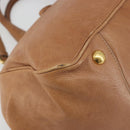 PRADA Hand Bag Leather 2way Brown Gold Auth ep14931A-10