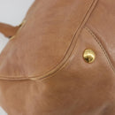PRADA Hand Bag Leather 2way Brown Gold Auth ep14931A-17