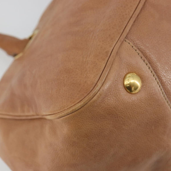 PRADA Hand Bag Leather 2way Brown Gold Auth ep14931A