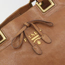 PRADA Hand Bag Leather 2way Brown Gold Auth ep14931A-18