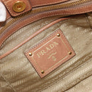 PRADA Hand Bag Leather 2way Brown Gold Auth ep14931A-19