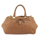 PRADA Hand Bag Leather 2way Brown Gold Auth ep14931A-13