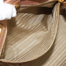 PRADA Hand Bag Leather 2way Brown Gold Auth ep14931A-23