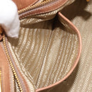 PRADA Hand Bag Leather 2way Brown Gold Auth ep14931A-24