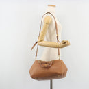 PRADA Hand Bag Leather 2way Brown Gold Auth ep14931A-25