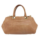 PRADA Hand Bag Leather 2way Brown Gold Auth ep14931A-2