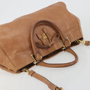 PRADA Hand Bag Leather 2way Brown Gold Auth ep14931A-6